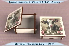 Cow Wooden Box SVG, 6mm Laser Cut File, Farmhouse Decor Product Image 3
