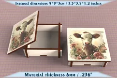Cow Wooden Box SVG, 6mm Laser Cut File, Farmhouse Decor Product Image 4