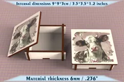 Cow Wooden Box SVG, 6mm Laser Cut File, Farmhouse Decor Product Image 5