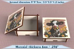 Cow Wooden Box SVG, 6mm Laser Cut File, Farmhouse Decor Product Image 2