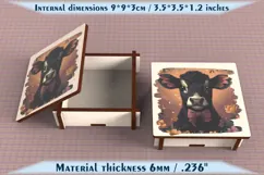 Cow Wooden Box SVG, 6mm Laser Cut File, Farmhouse Decor Product Image 6