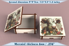 Cow Wooden Box SVG, 6mm Laser Cut File, Farmhouse Decor Product Image 3