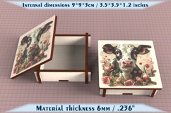 Cow Wooden Box SVG, 6mm Laser Cut File, Farmhouse Decor Product Image 3