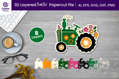 farming-tractor svg-3d layered papercut-3d layered tractor-farmhouse-farming svg-crafting
