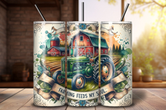 Farming Tumbler Wrap PNG, 20oz Farmer Sublimation Design Product Image 1