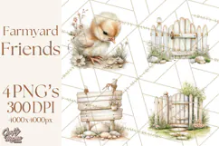 Playful Farm Animal Art, Cute Barnyard Critters PNG Product Image 1