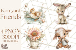 Playful Farm Animal Art, Cute Barnyard Critters PNG Product Image 1