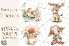 Playful Farm Animal Art, Cute Barnyard Critters PNG Product Image 1
