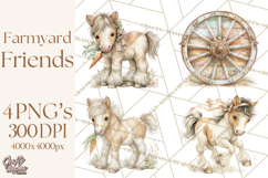 Playful Farm Animal Art, Cute Barnyard Critters PNG Product Image 1