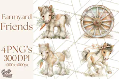 Playful Farm Animal Art, Cute Barnyard Critters PNG Product Image 1