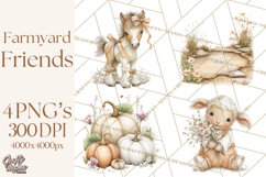 Playful Farm Animal Art, Cute Barnyard Critters PNG Product Image 1