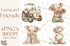 Playful Farm Animal Art, Cute Barnyard Critters PNG Product Image 1