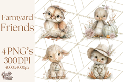 Playful Farm Animal Art, Cute Barnyard Critters PNG Product Image 1
