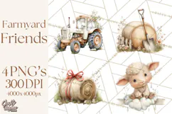 Playful Farm Animal Art, Cute Barnyard Critters PNG Product Image 1