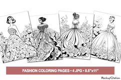 Coloring Pages for Adults | Princess Fashion Dresses JPG Product Image 1