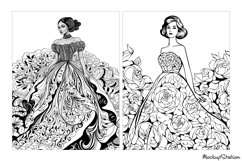Coloring Pages for Adults | Princess Fashion Dresses JPG Product Image 2