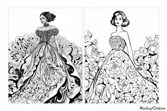 Coloring Pages for Adults | Princess Fashion Dresses JPG Product Image 2