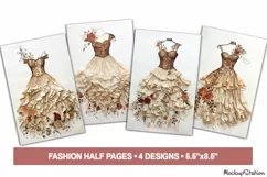 Fashion Dresses Junk Journal Pages | Beauty Printable Papers Product Image 1