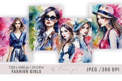 Watercolor fashion girl illustration for posters - 4 jpgs Product Image 1