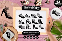 Fashion High Heel Shoes Clipart Set With Flower Product Image 1