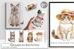 Fashionable Cat Mom Digital Paper Product Image 1
