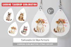 Fashionable Cat Mom Portraits Earring Product Image 1