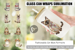 Fashionable Cat Mom Portraits Glass Can Product Image 1
