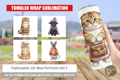 Fashionable Cat Mom Portraits Tumbler Product Image 1