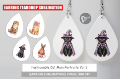 Fashionable Cat Mom Portraits Earring Product Image 1