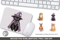 Fashionable Cat Mom Portraits Mouse Pad Product Image 1
