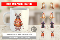 Fashionable Cat Mom Portraits Mug Wrap Product Image 1