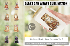 Fashionable Cat Mom Portraits Glass Can Product Image 1