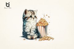 Fat Cat &amp; Popcorn watercolor Sublimation PNG Bundle Product Image 4