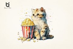 Fat Cat &amp; Popcorn watercolor Sublimation PNG Bundle Product Image 5