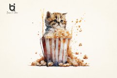 Fat Cat &amp; Popcorn watercolor Sublimation PNG Bundle Product Image 7