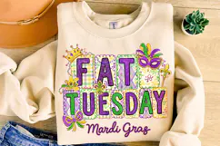 Fat Tuesday PNG, Mardi Gras PNG Sublimation, Fleur De Lis Product Image 1