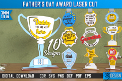 Father&#039;s Day Award Laser Cut Bundle, Father&#039;s Day Medal SVG Product Image 1