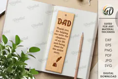 Father's Day Bookmark Lasercut. Wooden Engraved Bookmark SVG Product Image 1