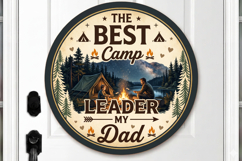Father's Day Camping Round Sign, Dad Door Hanger PNG Product Image 2