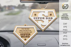 Father's Day Car Charm Laser Cut. Wooden Car Accessory SVG Product Image 1