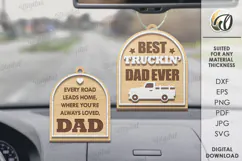 Father's Day Car Charm Laser Cut. Wooden Car Accessory SVG Product Image 1