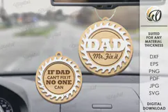 Father's Day Car Charm Laser Cut. Wooden Car Accessory SVG Product Image 1
