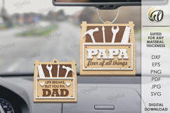 Father&#039;s Day Car Charm Laser Cut. Wooden Car Accessory SVG Product Image 1