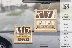 Father's Day Car Charm Laser Cut. Wooden Car Accessory SVG Product Image 1