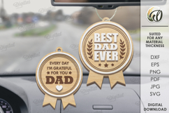 Father&#039;s Day Car Charm Laser Cut. Wooden Car Accessory SVG Product Image 1