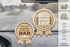 Father's Day Car Charm Laser Cut. Wooden Car Accessory SVG Product Image 1