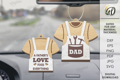Father&#039;s Day Car Charm Laser Cut. Wooden Car Accessory SVG Product Image 1