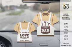 Father's Day Car Charm Laser Cut. Wooden Car Accessory SVG Product Image 1