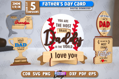 Father&#039;s Day Card Laser Cut Bundle, Father&#039;s Day Stand SVG Product Image 1