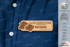 Father&#039;s Day Name Tag Laser cut. Father&#039;s Name Badge SVG Product Image 1